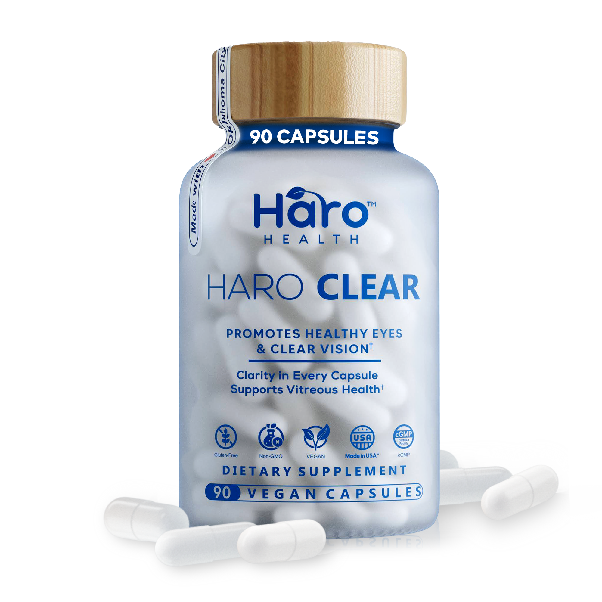 Haro Clear - Lutein Zeaxanthin Eye Vitamins, Vision Health Supplements for Adults, Dry Eyes Formula, Lysine Supplement - Floaters Supplements - Vision Health Vitamins with AREDS 2 Formula- 90 Capsules